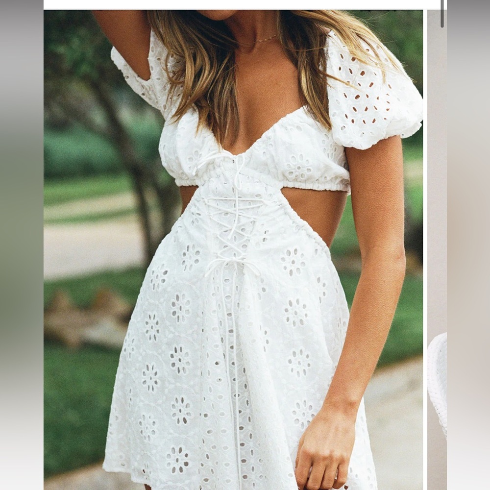 Cream cut out dress